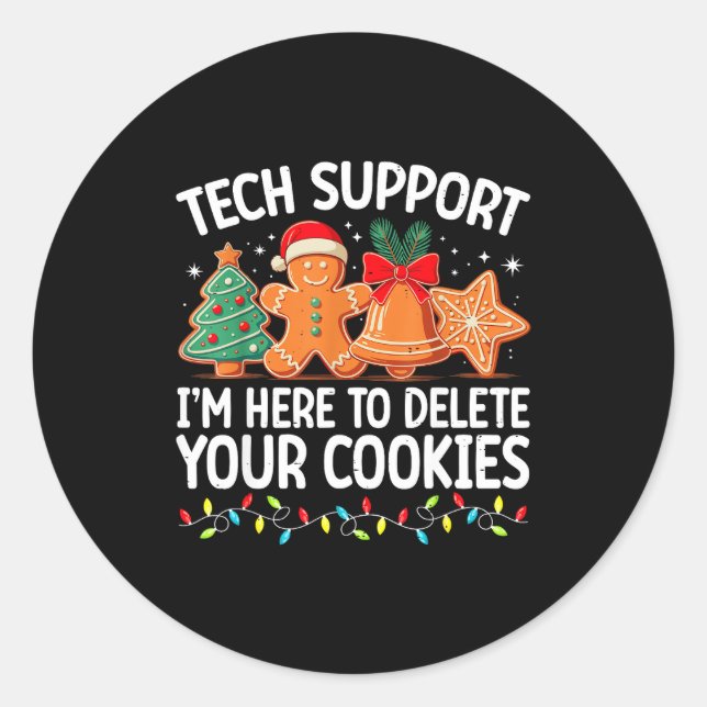 Sticker Rond Tech Suprt Christmas Cookies Women Men Funny Chris (Devant)