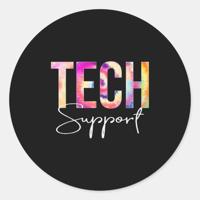 Sticker Rond Tech Suprt Tie Dye Back To School Women Appreciati (Devant)