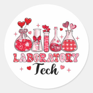 Sticker Rond Tech Test Tube Leopard Hearts Saint Valentin