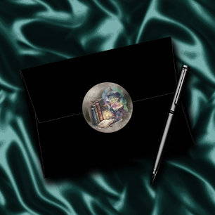 Sticker Rond Técherie   Tomes du Spellbook Pastel et boule de c