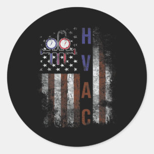 Sticker Rond Technicien CVC Hommes Drapeau Américain Usa Vintag