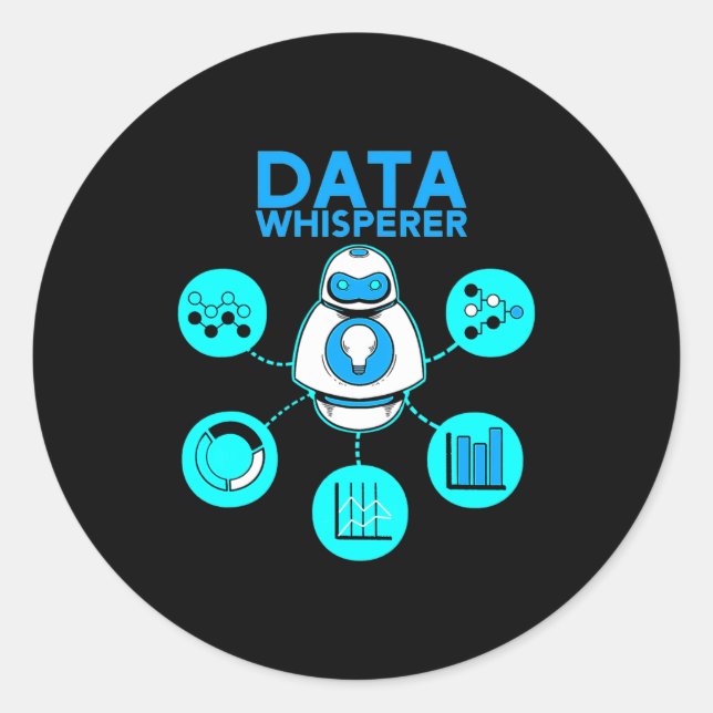 Sticker Rond Technicien Data Whisperer Analyste Mis Logiciel  (Devant)