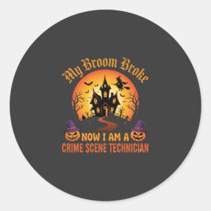 Sticker Rond Technicien de scène de crime Halloween Humour de s