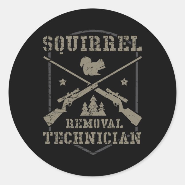Sticker Rond Technicien d'enlèvement d'écureuil Squir de chasse (Devant)
