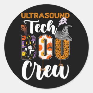 Sticker Rond Technicien échographie Boo Crew Drôle Halloween