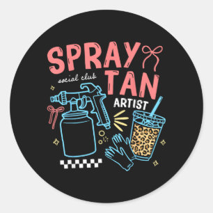 Sticker Rond Technicien en bronzage par pulvérisation Salon de