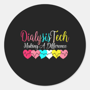 Sticker Rond Technicien en dialyse Néphrologie cardiaque - Rein