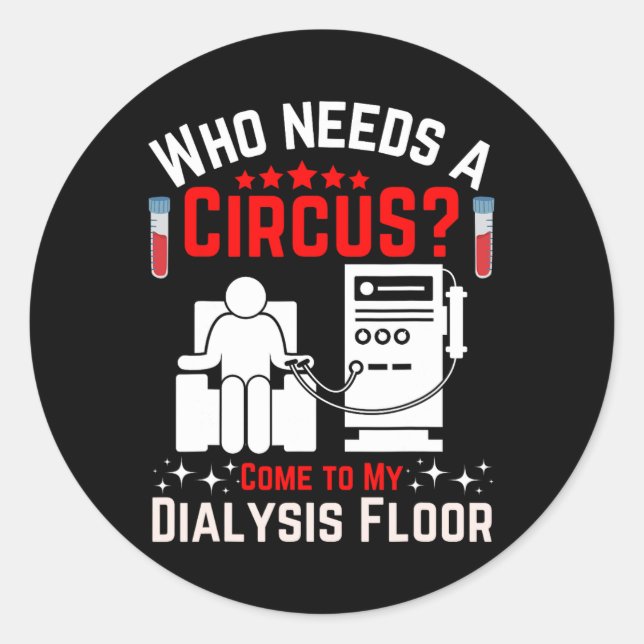 Sticker Rond Technicien en machine dialyse Néphrologiste Tech U (Devant)