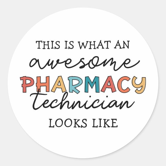 Sticker Rond Technicien en pharmacie Awesome Technologie en pha (Devant)