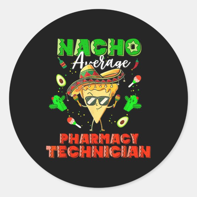 Sticker Rond Technicien en pharmacie mexicain Nacho (Devant)