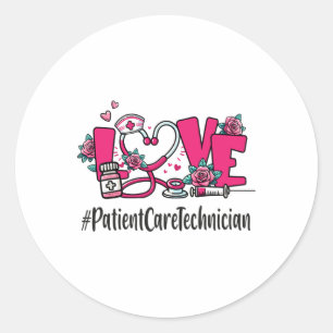 Sticker Rond Technicien en soins aux patients Love Valentine Da