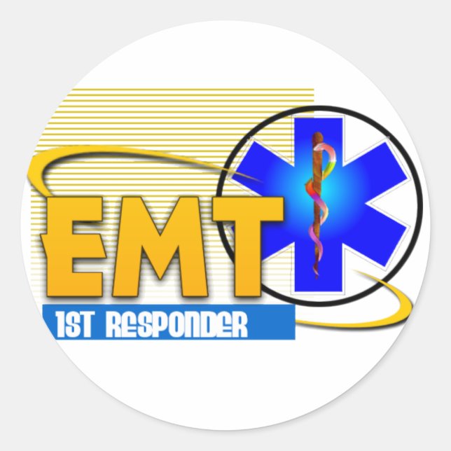 STICKER ROND TECHNICIEN MÉDICALE D'URGENCE EMT 1ER RÉPONDANT (Devant)