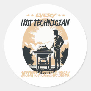 Sticker Rond Technicien Ndt Funny Barbecue Chef Ou Grill Amusan