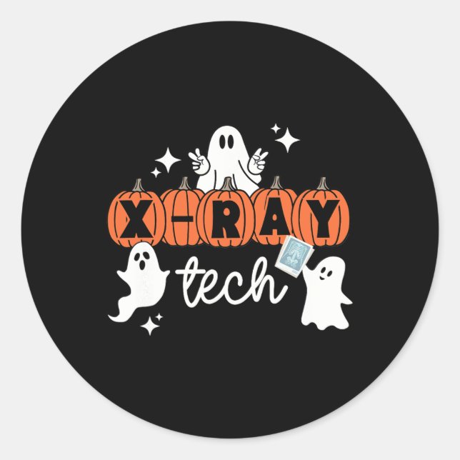 Sticker Rond Technicien technique Halloween Squad Xray Citrouil (Devant)