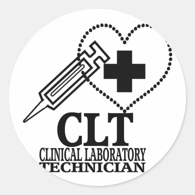 STICKER ROND TECHNIQUE CLT HEART SYRINGE CLINICAL LAB (Devant)