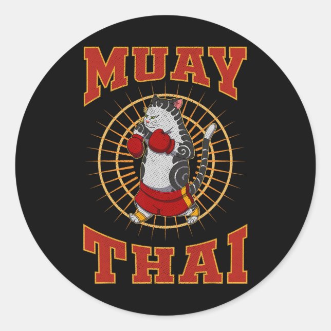 Sticker Rond Technique de combat de Muay Thai Thaïlande Poing A (Devant)