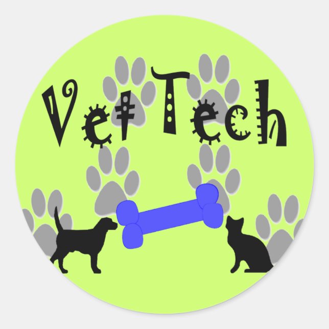 Sticker Rond TECHNIQUE VET Avec Os Chien (Devant)