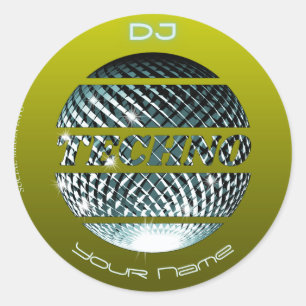 Sticker Rond Techno music DJ Carte de visite