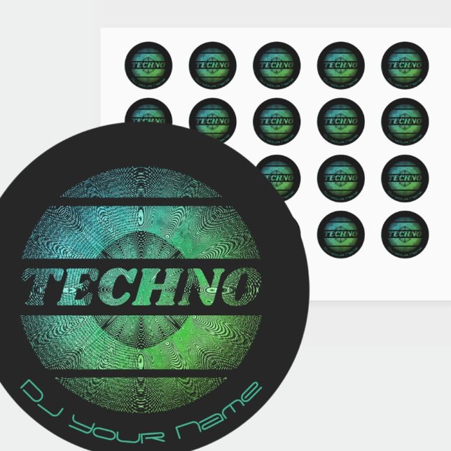 Sticker Rond Techno music DJ Carte de visite (Créateur téléchargé)