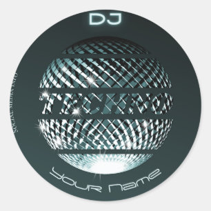 Sticker Rond Techno music DJ Carte de visite
