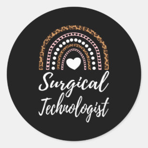 Sticker Rond Technologie chirurgicale Leopard arc-en-ciel