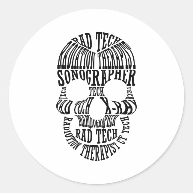 Sticker Rond Technologue crânien technique Rad Xray Radiologie  (Devant)