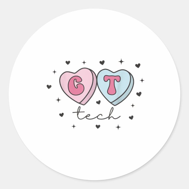 Sticker Rond Technologue Ct Valentines cardiaques Jour Cat Scan (Devant)