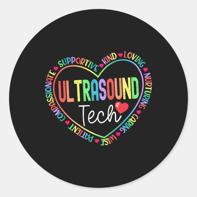 Sticker Rond Technologue en ultrasons Sonographie Ultrasound Te (Devant)