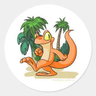 Sticker Rond Techo orange sur une quête de Mystery Island