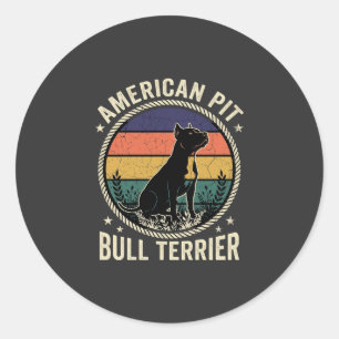 Sticker Rond Teckkel Pit Bull Américain Vintage Sunset Rope
