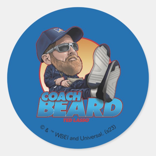 Sticker Rond Ted Lasso | Coach Beard Bobblehead (Devant)
