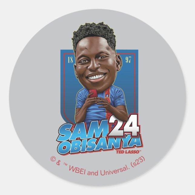 Sticker Rond Ted Lasso | Sam Obisanya Bobblehead (Devant)