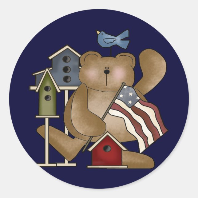 Sticker Rond Teddy Bear 4 juillet (Devant)