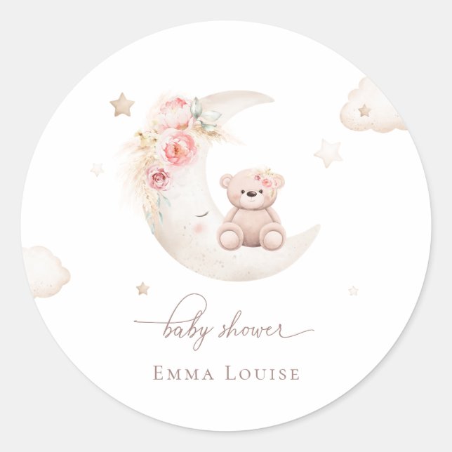 Sticker Rond Teddy Bear au-dessus du Baby shower neutre de la l (Devant)