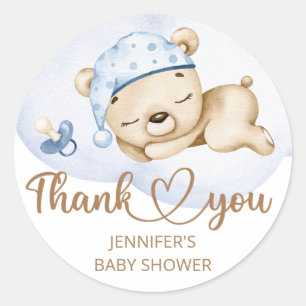 Sticker Rond Teddy Bear Baby Baby shower garçon