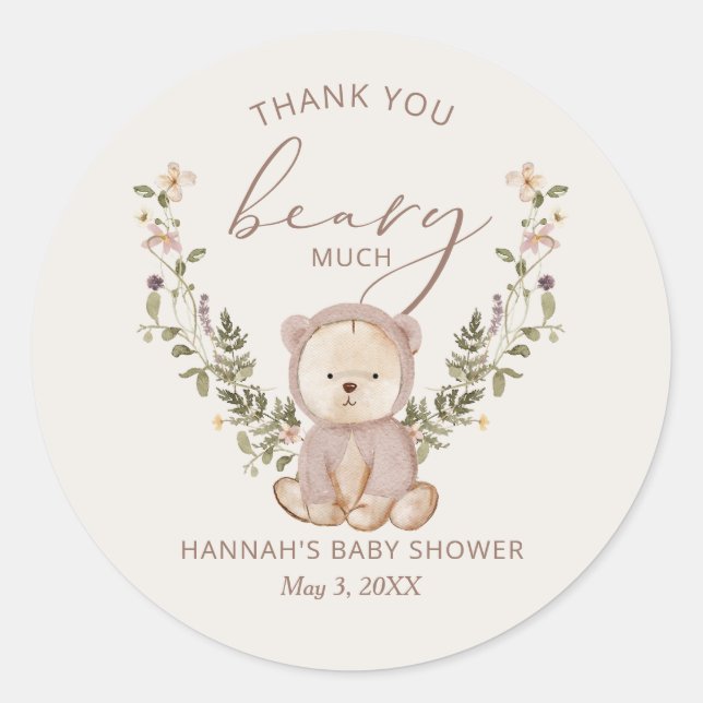 Sticker Rond Teddy Bear Baby shower Favoriser (Devant)