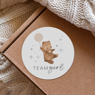 Sticker Rond Teddy Bear Balloon Genre Reveal - Team Girl