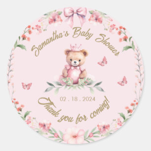 Sticker Rond Teddy Bear Hugs & Butfly Kisses : Merci