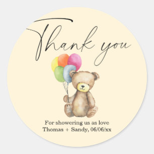 Sticker Rond Teddy Bear - Merci Baby shower