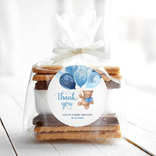 Sticker Rond Teddy Bear Merci Baby shower Faveurs Cadeau