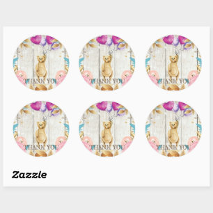 Sticker Rond Teddy Bear Merci rustique
