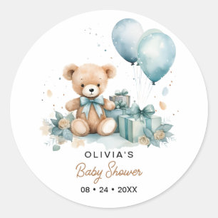 Sticker Rond Teddy Bear Nous Pouvons Attendre Baby shower