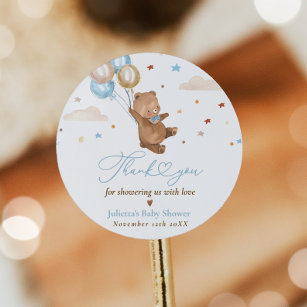 Sticker Rond Teddy Bear Nous Pouvons Attendre Baby shower Favor