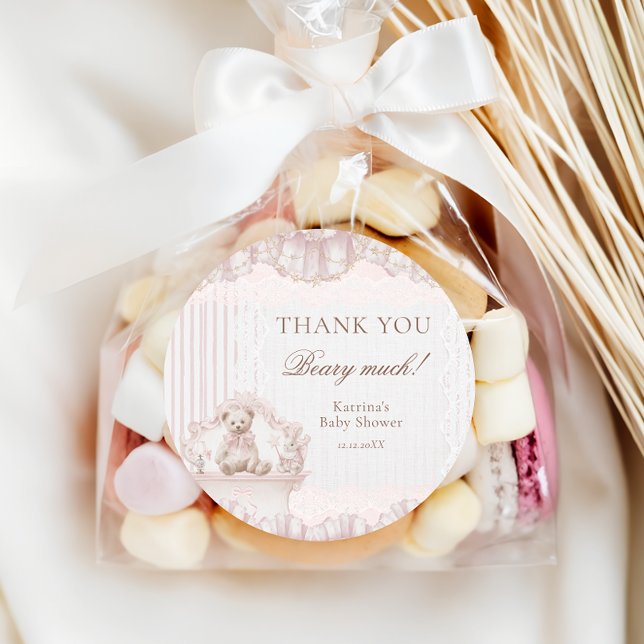 Sticker Rond Teddy Bear Nursery Theme Baby Shower Thank you (Créateur téléchargé)