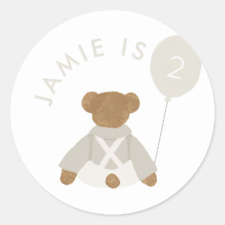 Sticker Rond Teddy Bear Pique-nique Baby Anniversaire