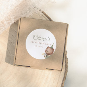 Sticker Rond Teddy Bear Première fête d'anniversaire