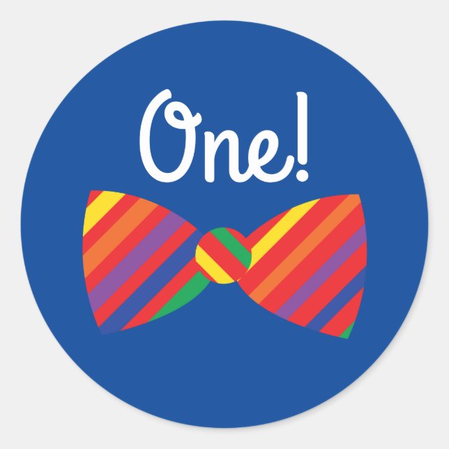 Sticker Rond Teddy Bear Rainbow Cute 1ère fête anniversaire (Devant)