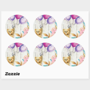 Sticker Rond Teddy Bear Rustic