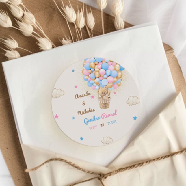 Sticker Rond Teddy Bear Sexe Révéler rose bleu (Créateur téléchargé)