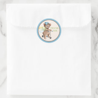 Sticker Rond Teddy Bear sur Scooter Baby shower Merci